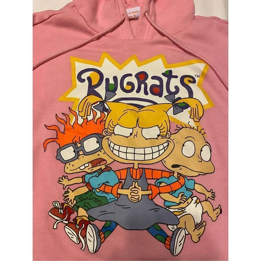 NICKELODEON RUGRATS DONT BE A BABY HOODIE UNISEX MEN WOMEN SIZE SMALL. HAS STAIN - Picture 2 of 13